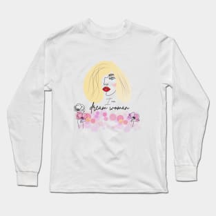 portrait of woman with straight blond hair Long Sleeve T-Shirt